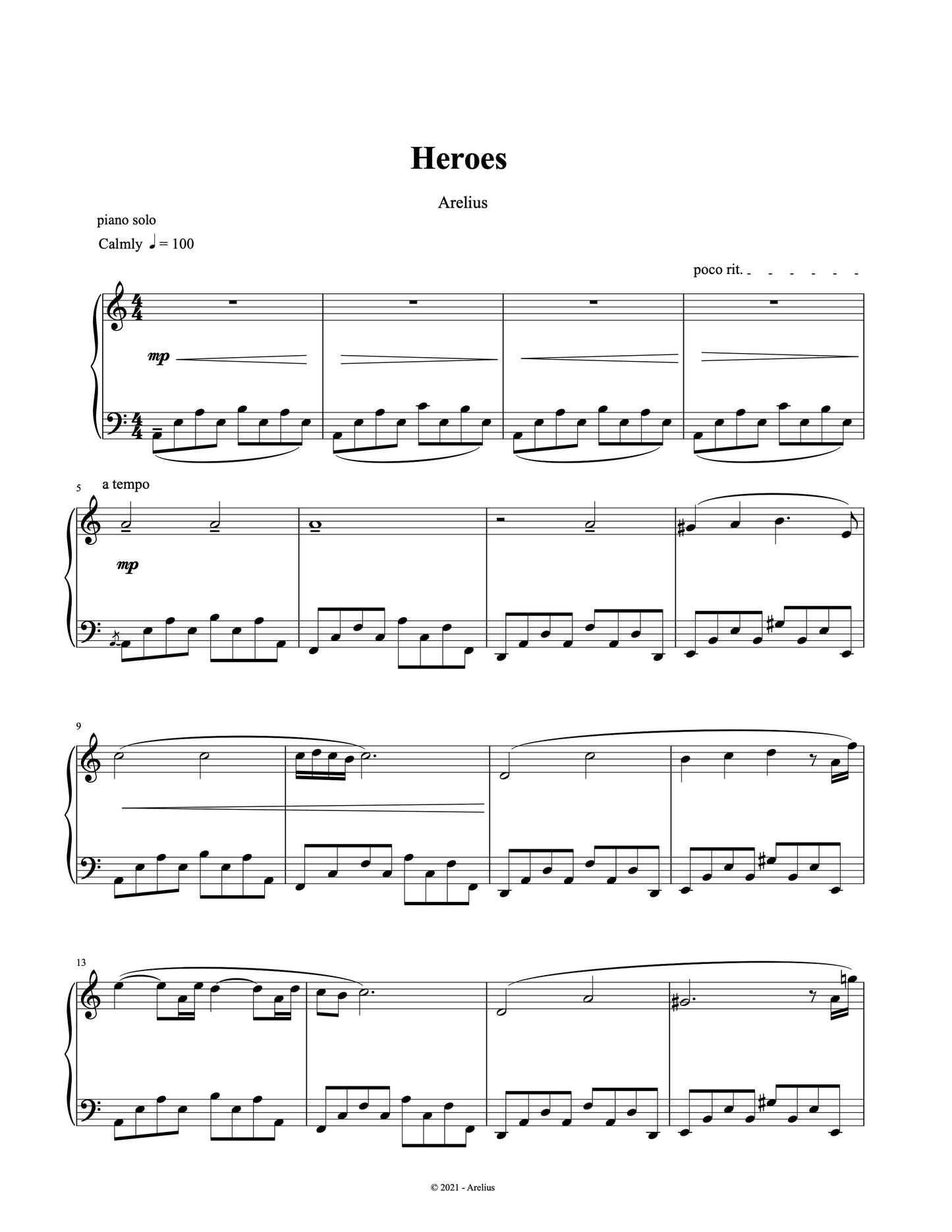 Heroes - Arelius (PIano Solo)