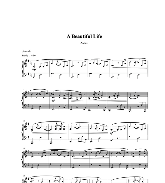 A Beautiful Life - Sheet Music for this Arelius Piano Solo