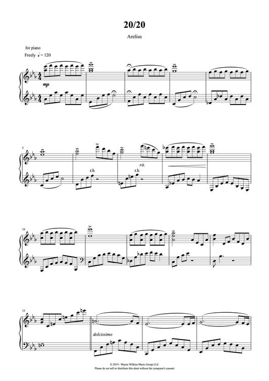 20/20 - Piano Solo Sheet Music by Arelius