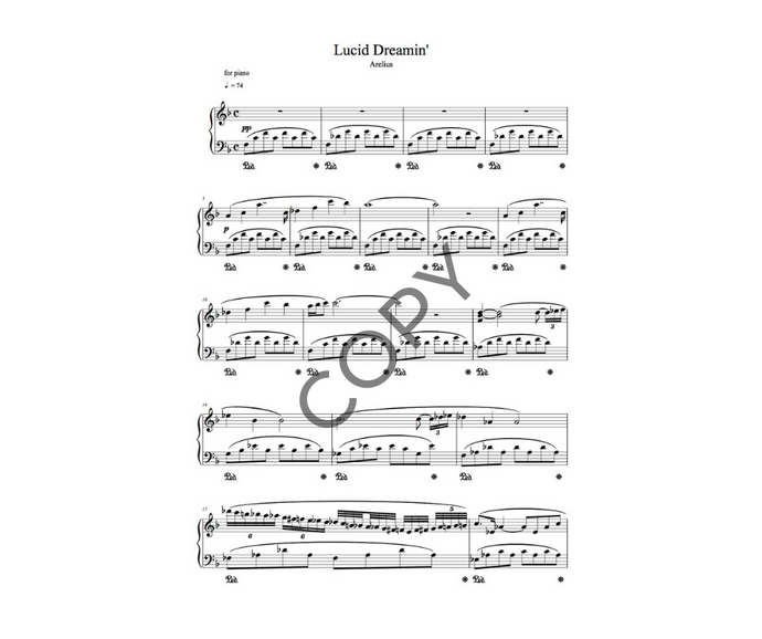 Lucid Dreamin' - Piano Solo Sheet Music by Arelius
