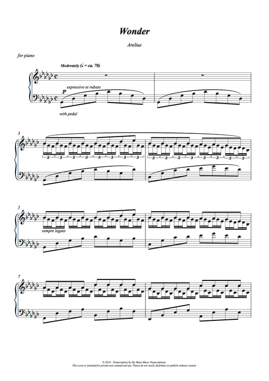 'Wonder' - Piano Sheet Music - (Arelius Piano Solo)