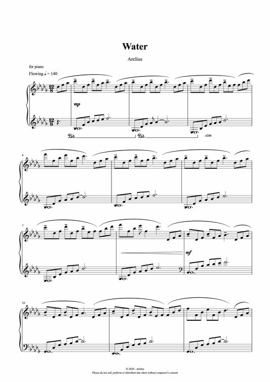 Water - Piano Solo Sheet Music by Arelius